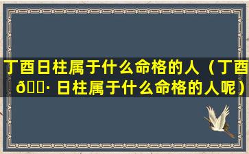 丁酉日柱属于什么命格的人（丁酉 🌷 日柱属于什么命格的人呢）